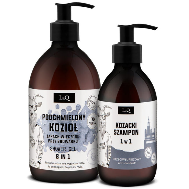 LaQ Podchmielony Kozioł zestaw żel pod prysznic 500ml + szampon przeciwłupieżowy  300ml