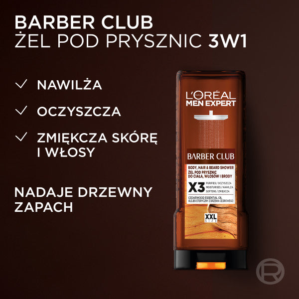 L'Oreal Paris Men Expert Barber Club 3w1 żel do mycia ciała włosów i brody 400ml