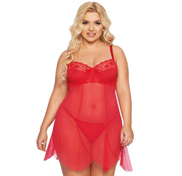 SoftLine Collection Carla romantyczna koszulka ze stringami Red XL