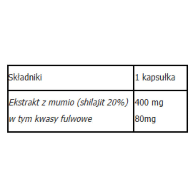 Aliness Mumio himalajskie (Shilajit extract) 400mg suplement diety 90 kapsułek