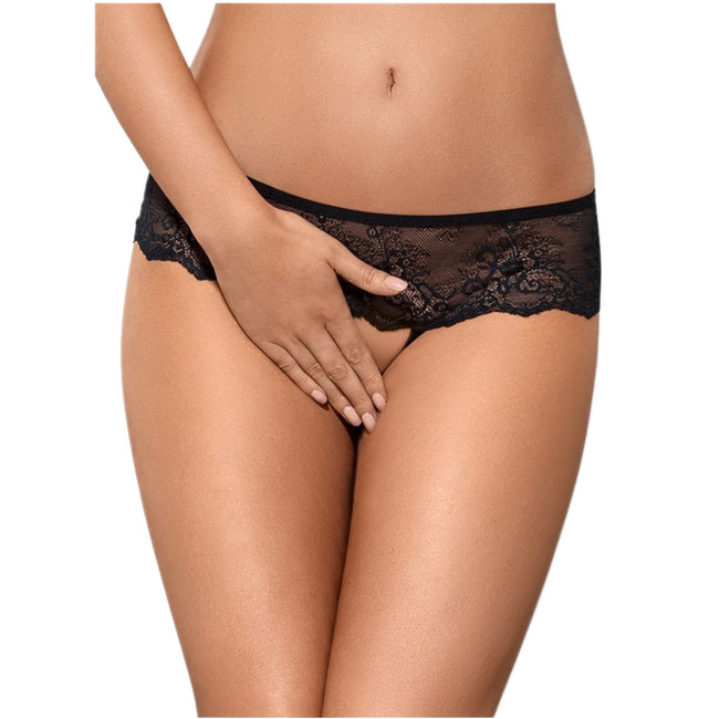 Obsessive Merossa Crotchless Panties figi otwarte Black XXL