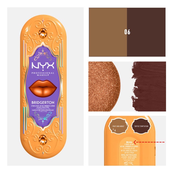 NYX Professional MakeUp Bridgerton Royal Treasures 2-Piece Lip Kit zestaw błyszczyk i konturówka