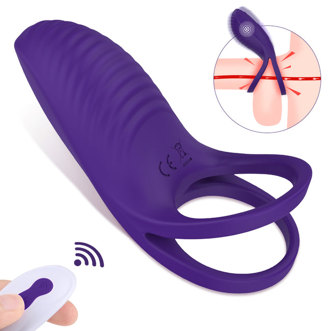 Amzing Toy Trap-RTC pierścień wibracyjny zdalnie sterowany z 9 trybami wibracji Violet