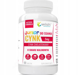 WISH Pharmaceutical Junior Cynk 5mg suplement diety o smaku malinowym 60 tabletek do ssania