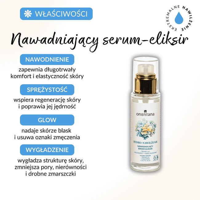 ORIENTANA Hydro-Nawilżenie nawadniające serum-eliksir Tremella Egzosomy Kwas Mlekowy 30ml
