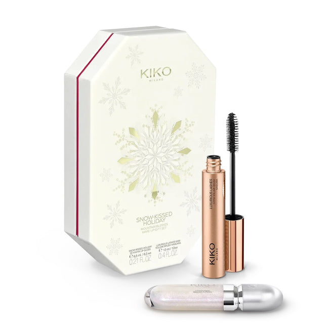 KIKO Milano Snow-Kissed Holiday Mountain Buddies Make Up Gift Set zestaw błyszczyk do ust 6.5ml + zwiększający objętość tusz do rzęs 12ml
