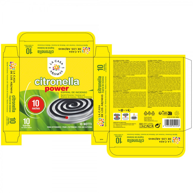 La Casa de los Aromas Citronella spirala z podstawką metalową Trawa Cytrynowa 10szt