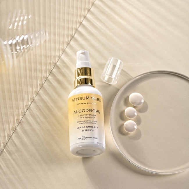Sensum Mare Algodrops innowacyjna lekka emulsja przeciw fotostarzeniu SPF 50+ UVB UVA PA++++ HEV/IR 50ml