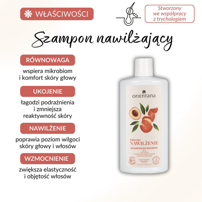 ORIENTANA Trychologiczny szampon nawilżający Liczi Ektoina Kompleks prebiotyków 200ml