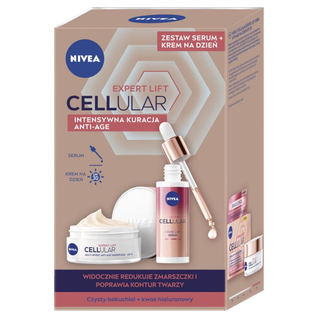 Nivea Cellular Expert Lift zestaw krem anti-age na dzień 50ml + 3-strefowe serum 30ml