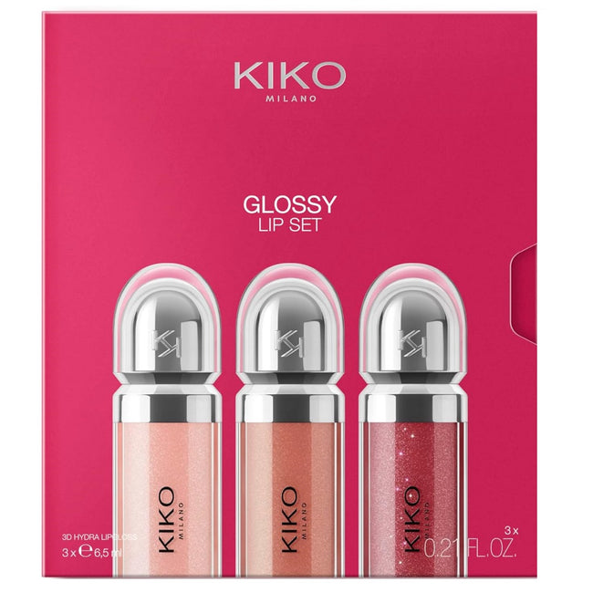 KIKO Milano Glossy Lip Set 03 zestaw trzech nawilżających błyszczyków do ust z efektem objętości 3D 3x6.5ml