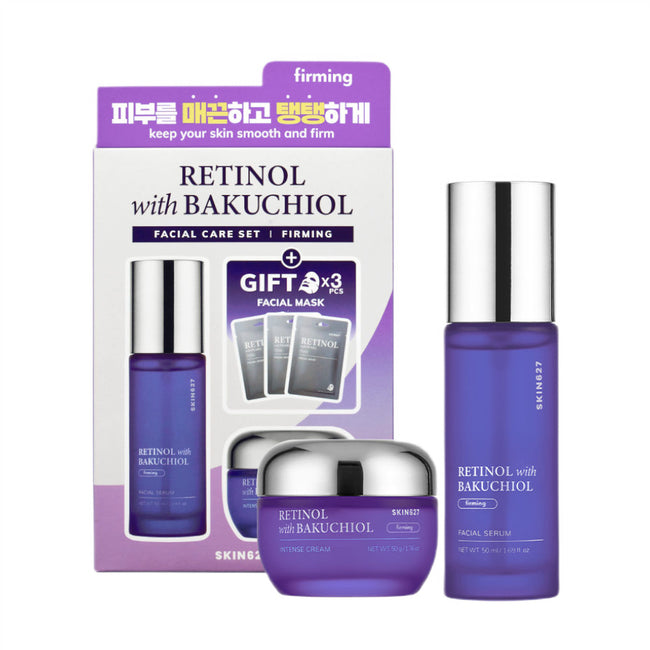 SKIN627 Retinol with Bakuchiol zestaw serum do twarzy 50ml + krem do twarzy 50g + maski w płachcie 3x22ml