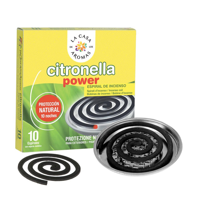 La Casa de los Aromas Citronella spirala z podstawką metalową Trawa Cytrynowa 10szt
