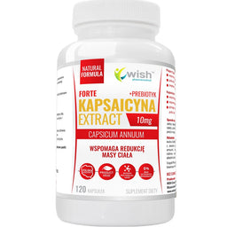 WISH Pharmaceutical Kapsaicyna Forte Extract 10mg + Prebiotyk suplement diety 120 kapsułek