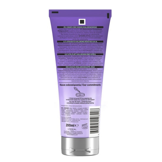 L'Oreal Paris Elseve Hyaluron Plump wypełniający krem do włosów na noc bez spłukiwania 200ml