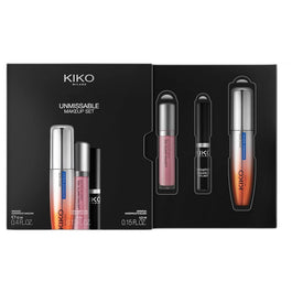 KIKO Milano Unmissable Make Up Set zestaw tusz do rzęs 12ml + wodoodporny eyeliner 4.5ml + matowa pomadka w płynie 4ml