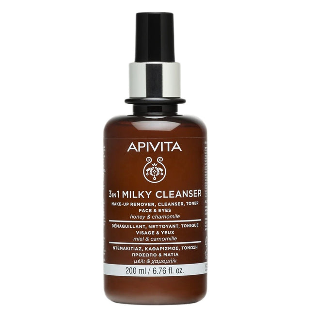 Apivita 3in1 Milky Cleanser Face & Eyes oczyszczające mleczko do twarzy i oczu z rumiankiem i miodem 200ml