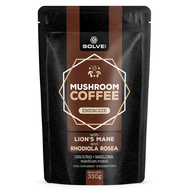Solve Labs Mushroom Coffee kawa mielona arabica Lion's mane + Rhodiola 330g