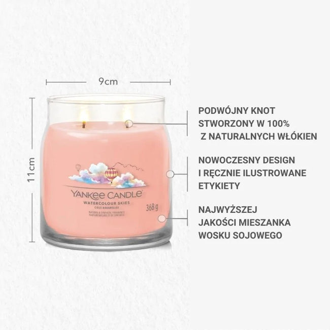 Yankee Candle Średnia świeca zapachowa Watercolour Skies 368g