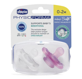 Chicco PhysioForma smoczek silikonowy uspokajający Mini Soft  0-2m Girl 2szt