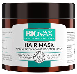 BIOVAX Biotyna Plus maska do włosów słabych i wypadających 250ml