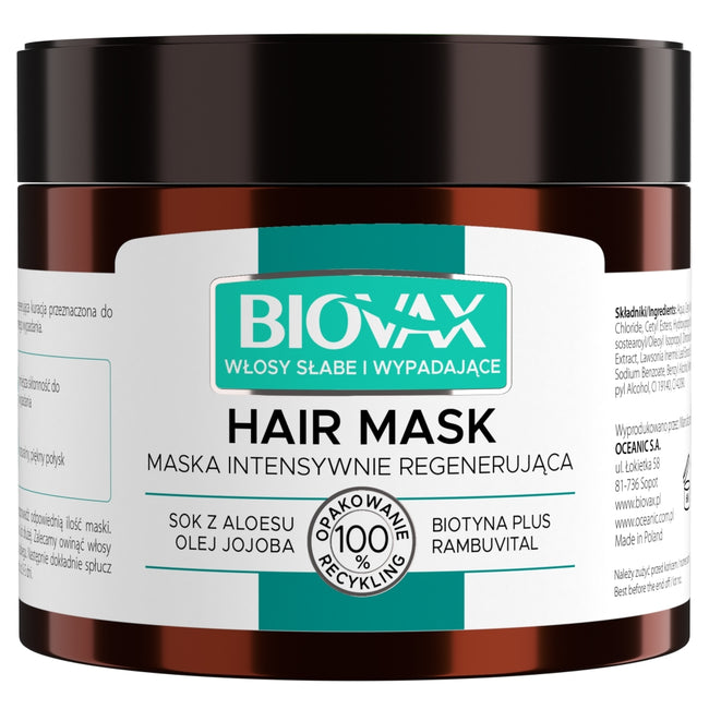 BIOVAX Biotyna Plus maska do włosów słabych i wypadających 250ml