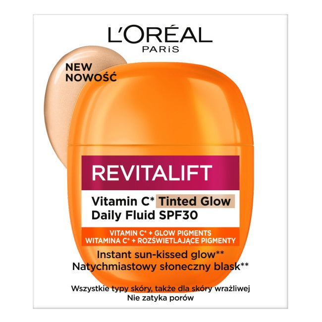 L'Oreal Paris Revitalift Vitamin C Tinted Glow lekki koloryzujący fluid SPF30 40ml