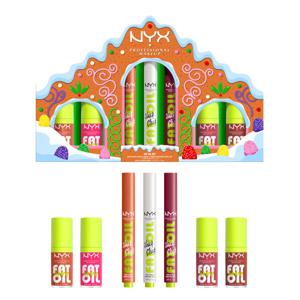 NYX Professional MakeUp Holiday Fat Gingerbread House Kit zestaw błyszczyków i balsamów do ust