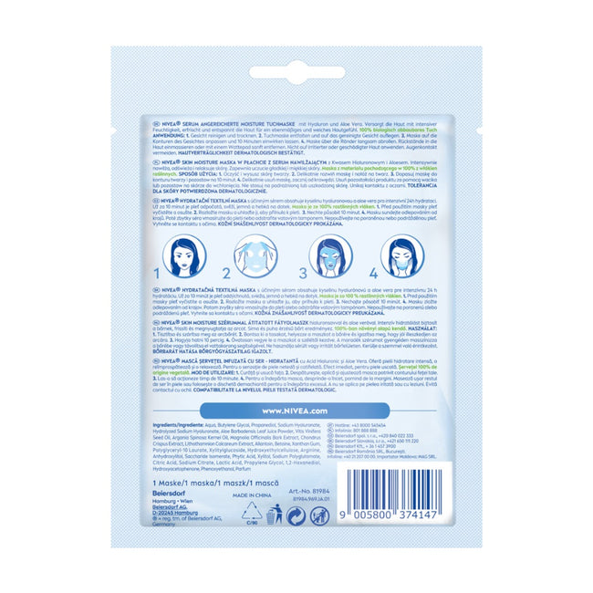 Nivea Skin Moisture maska w płachcie z serum nawilżającym