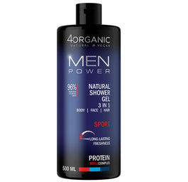 4organic Men Power naturalny żel pod prysznic 3w1 Sport 500ml
