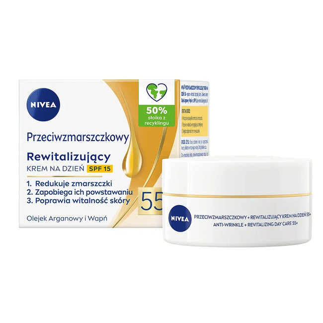 Nivea Przeciwzmarszczkowy + Rewitalizujący krem na dzień SPF15 55+ 50ml