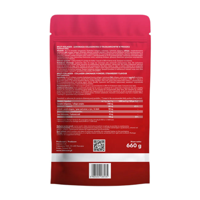 Intenson Multi Kolagen Lemoniada + Witamina C suplement diety Truskawka 660g