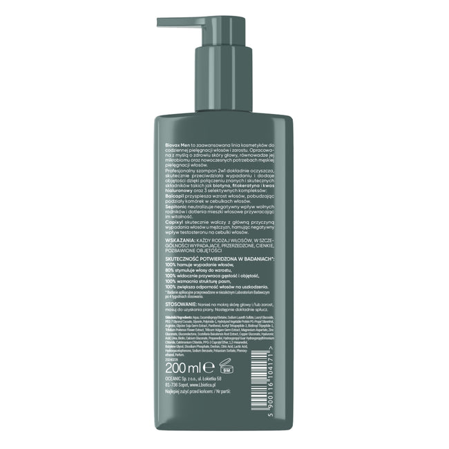 BIOVAX Men Anti-Hair Loss Volume Boost szampon 2w1 pielęgnacja włosów i zarostu 200ml