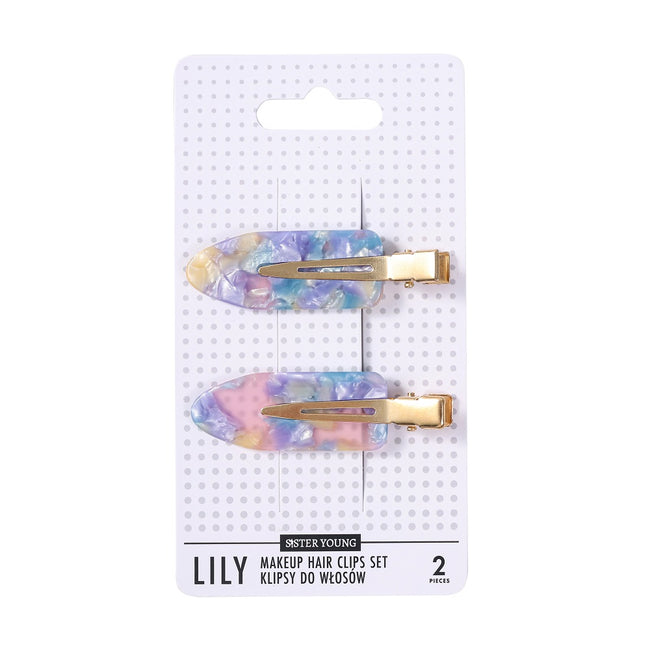 Sister Young Lily klipsy do włosów do makijażu Pink Blue 2szt