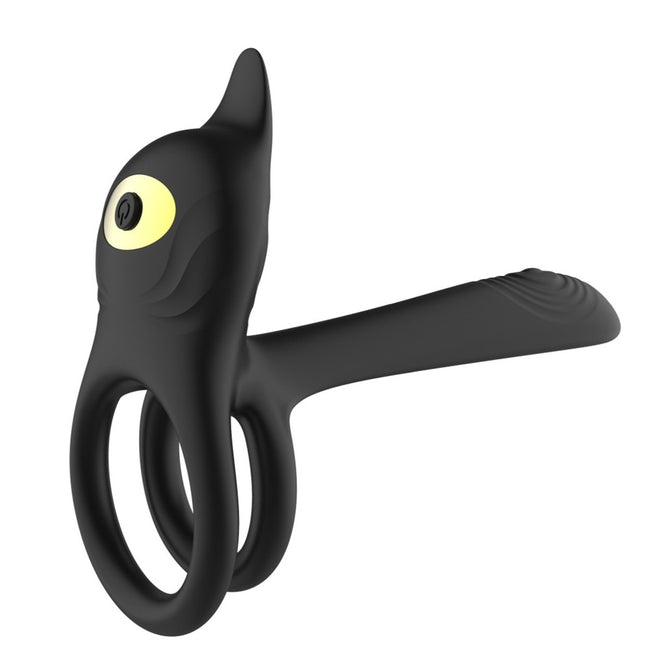 B-Series Magic Double Vibrating Ring wibrujący pierścień na penisa z pilotem Black