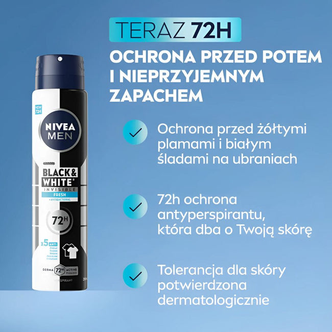 Nivea Men Black&White Invisible Fresh antyperspirant spray 250ml