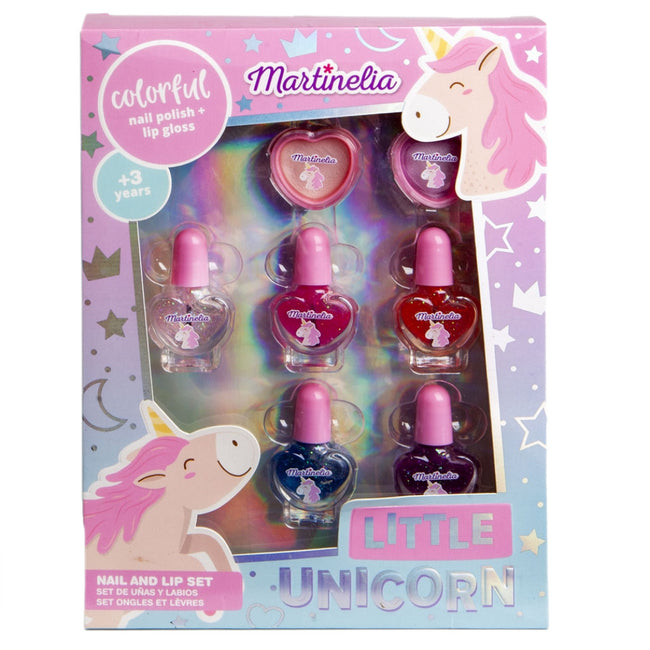 Martinelia Little Unicorn Nail Polish & Lip Set zestaw błyszczyk do ust 2szt. + lakier do paznokci 5szt.