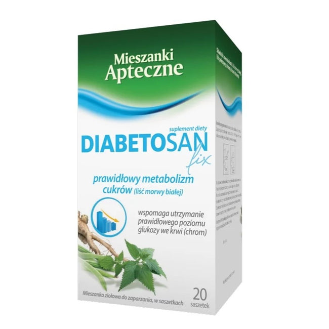 Zielnik Apteczny Diabetosan Fix prawidłowy metabolizm cukrów suplement diety w formie herbatki ziołowej 20 saszetek