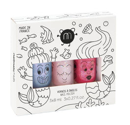 Nailmatic Kids Mermaid D zestaw lakierów do paznokci 3x8ml