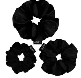 Glov Satin Scrunchies gumki do włosów S/M/L Black 3szt