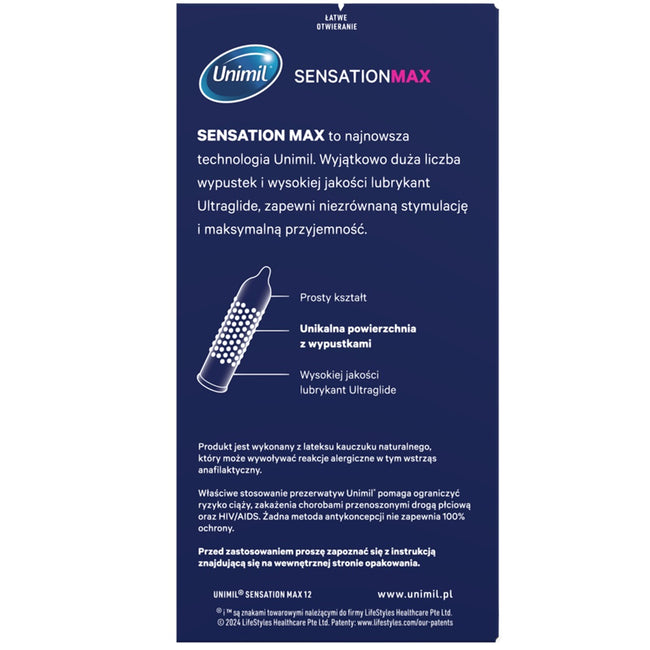Unimil Senstation Max prezerwatywy z największa liczbą wypustek 12szt