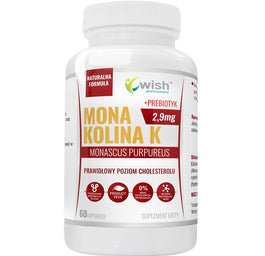 WISH Pharmaceutical Monakolina K 2.9mg + Prebiotyk suplement diety 60 kapsułek