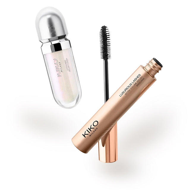 KIKO Milano Snow-Kissed Holiday Mountain Buddies Make Up Gift Set zestaw błyszczyk do ust 6.5ml + zwiększający objętość tusz do rzęs 12ml