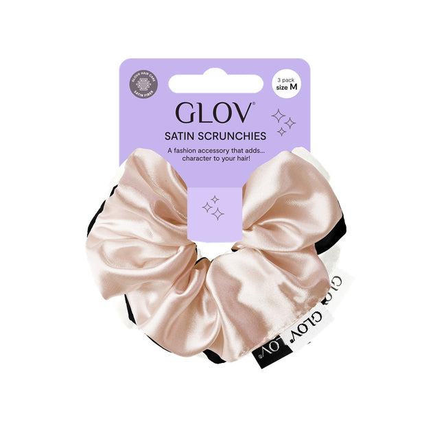 Glov Satin Scrunchies satynowe gumki do włosów M Champagne/Black 2szt
