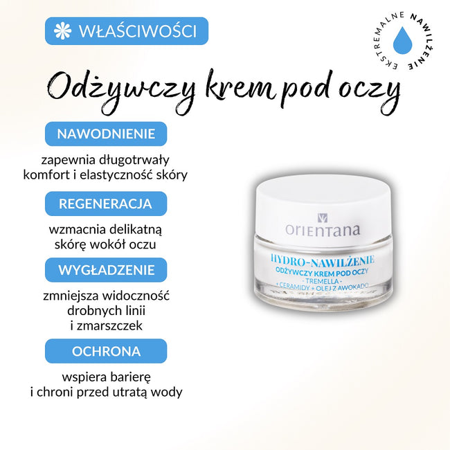 ORIENTANA Hydro-Nawilżenie odżywczy krem pod oczy z ceramidami 15ml