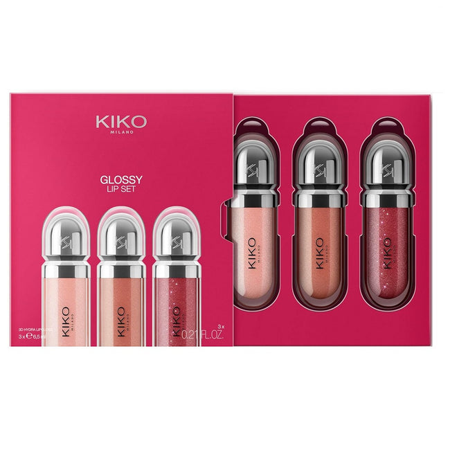KIKO Milano Glossy Lip Set 03 zestaw trzech nawilżających błyszczyków do ust z efektem objętości 3D 3x6.5ml