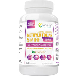 WISH Pharmaceutical Methylo Folian 5-MTHF 400μg aktywny kwas foliowy suplement diety 120 kapsułek