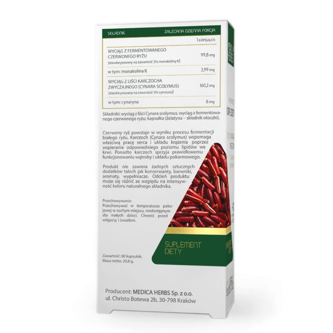 Medica Herbs Fermentowany Czerwony Ryż + Karczoch suplement diety 80 kapsułek