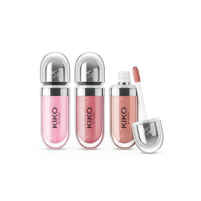 KIKO Milano Glossy Lip Set Mini zestaw trzech nawilżających błyszczyków do ust z efektem objętości 3D 3x3.5ml