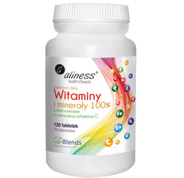 Aliness Witaminy i minerały 100% z żeń-szeniem suplement diety 120 tabletek